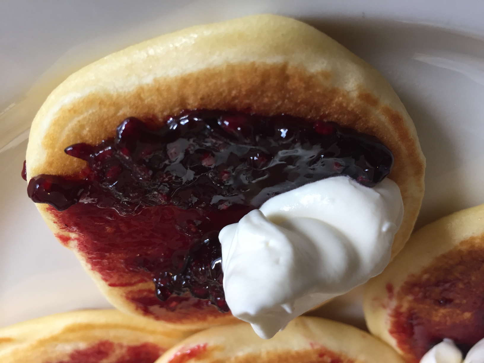 We had the blackberry jam on some pikelets with whipped cream